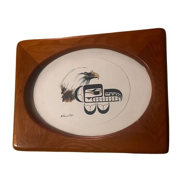 Alaskan Native AK Jones Eagle & Totem Framed Drawing Wall Art Home Decor Signed - Picture 3 of 8